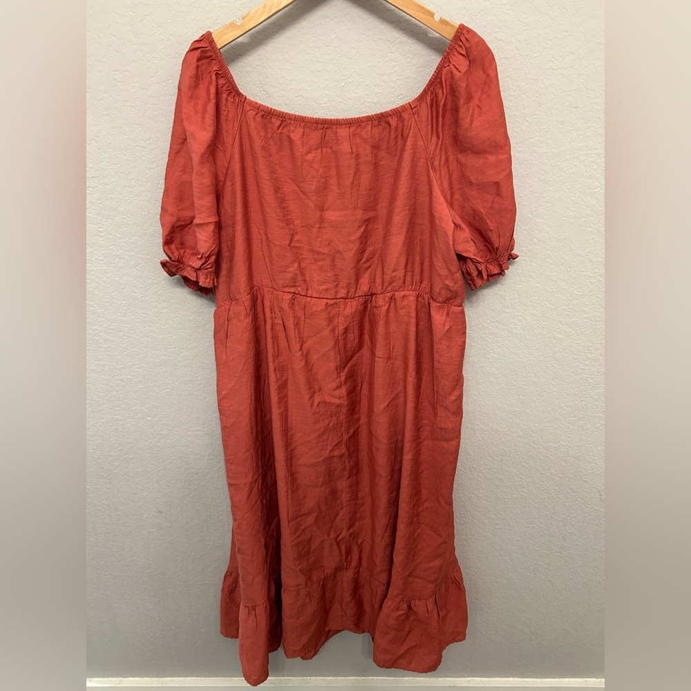 BloomChic Terracotta Puff Sleeve Dress - Picture 7 of 8